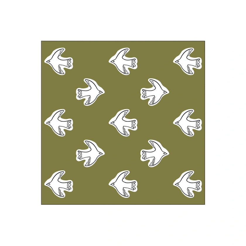 Serviette papier oiseaux kaki
