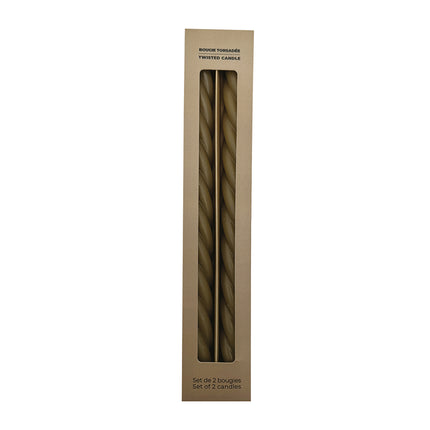 Set 2 bougies torsadees kaki