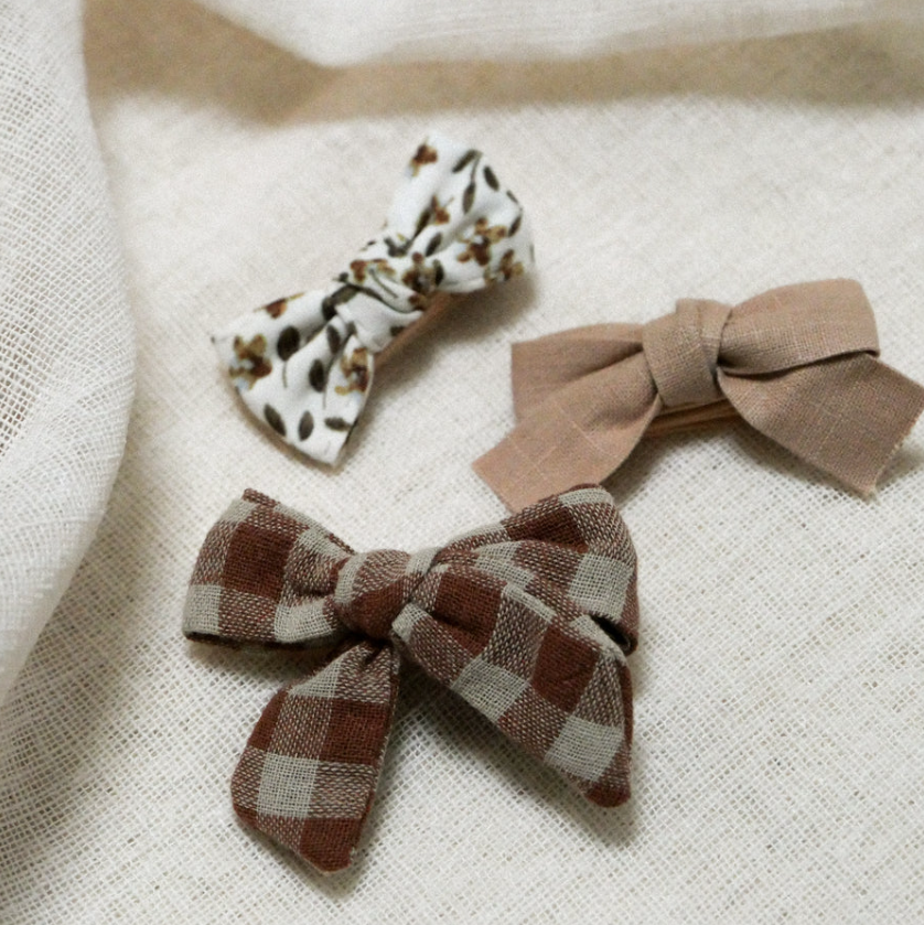 Set barrette vichy taupe