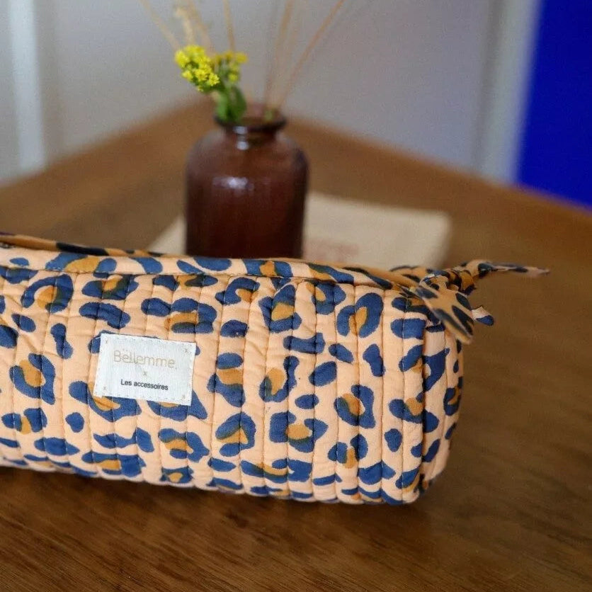 Trousse d'ecolier leopard camel