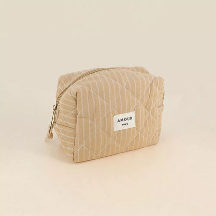 Trousse de toilette Amour et 3 coeurs camel