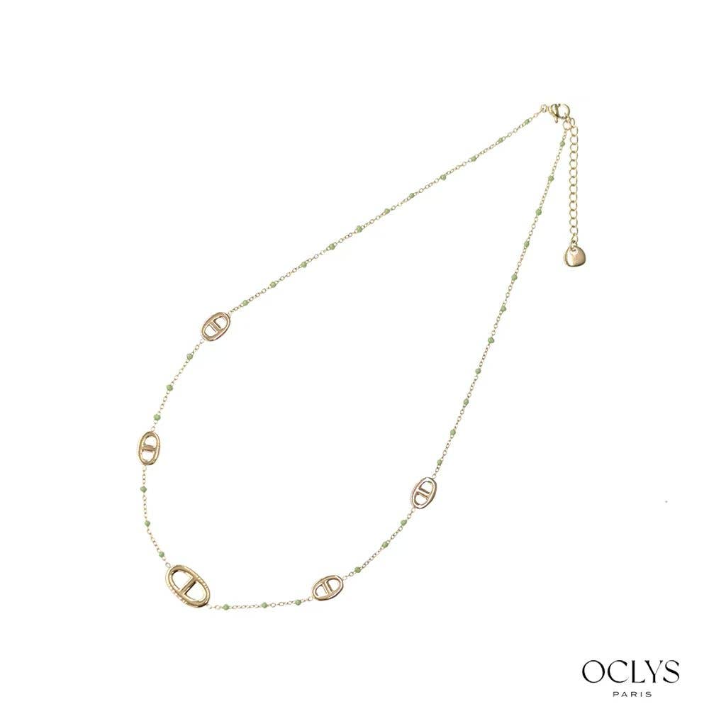 Collier maille marine acier inoxydable doré émaillé Xana