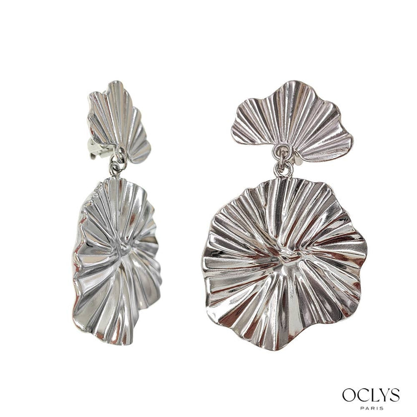 Boucles d'oreilles clip pendantes acier inoxydable Adi