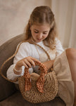 Mini sac en paille - carreaux miel