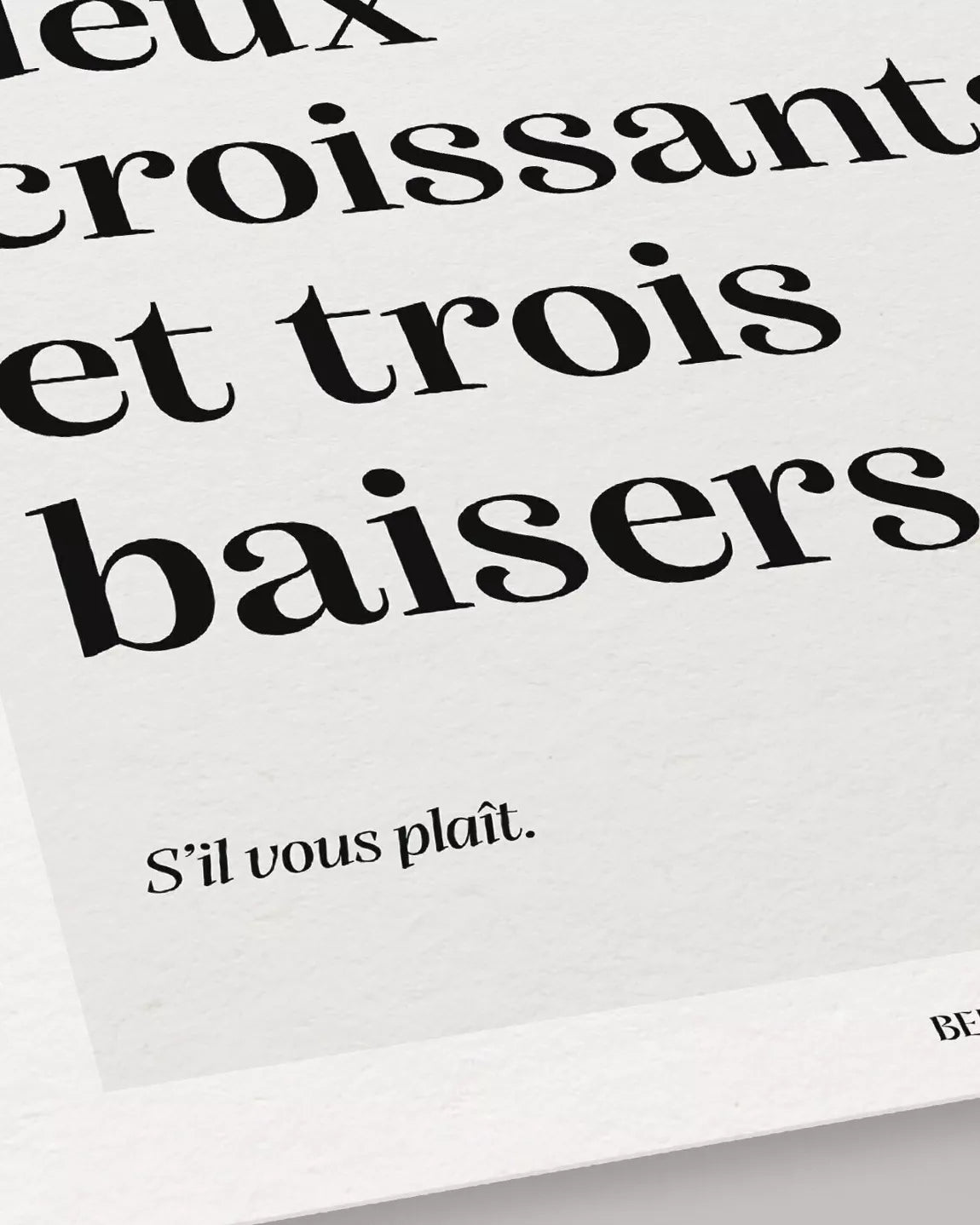 Affiche un café, deux croissants et trois baisers