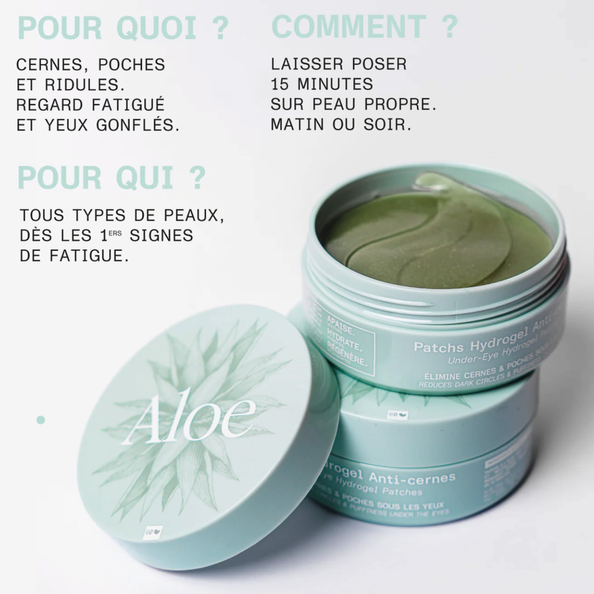 ALOE / Patchs Hydrogel Anti-Cernes 98% d'Origine Naturelle