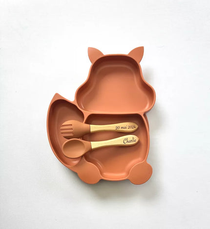 Assiette renard en silicone babycrabe