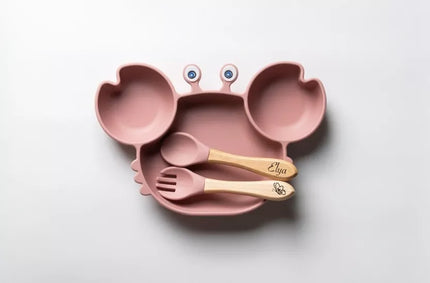 Assiette en silione crabe rose foncé