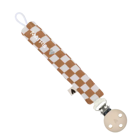 Attache tétine gaze damier atelier wagram