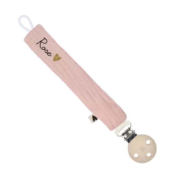 Attache tétine gaze rose atelier wagram