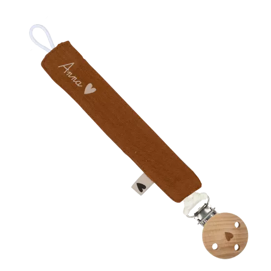 Attache tétine gaze de coton caramel