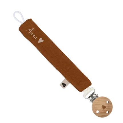 Attache tétine gaze de coton caramel