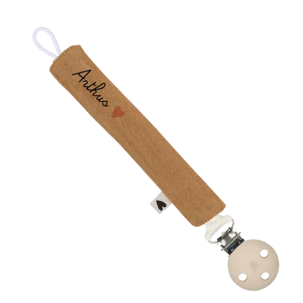 Attache tétine gaze de coton camel