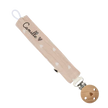 Attache tétine gaze de coton beige et cœurs
