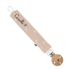 Attache tétine gaze de coton beige et cœurs
