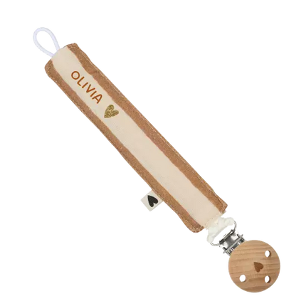 Attache tétine gaze de coton grandes rayures