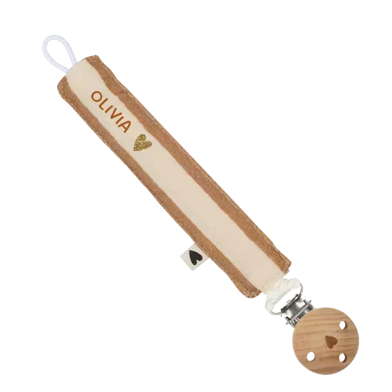 Attache tétine gaze de coton grandes rayures