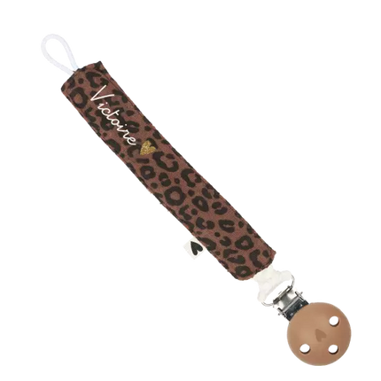 Attache tétine gaze de coton léopard