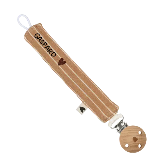 Attache tétine gaze de coton petites rayures