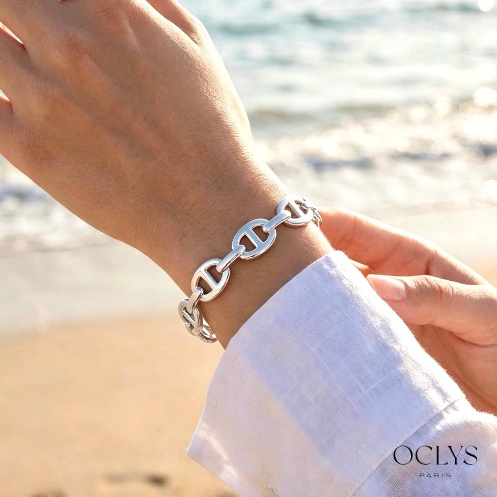 Bracelet manchette maille marine acier inoxydable Rika