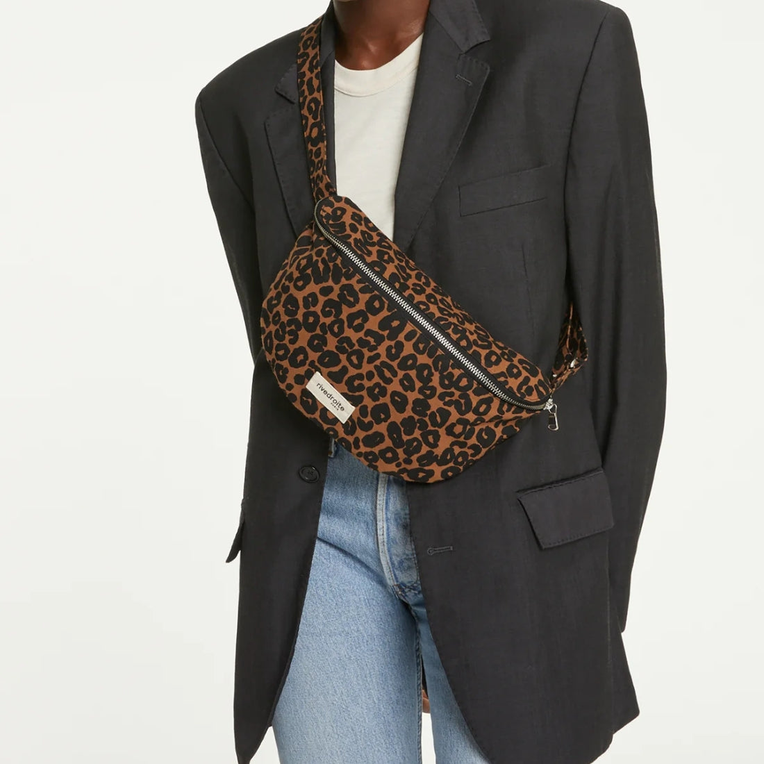 sac banane leopard camel et noir