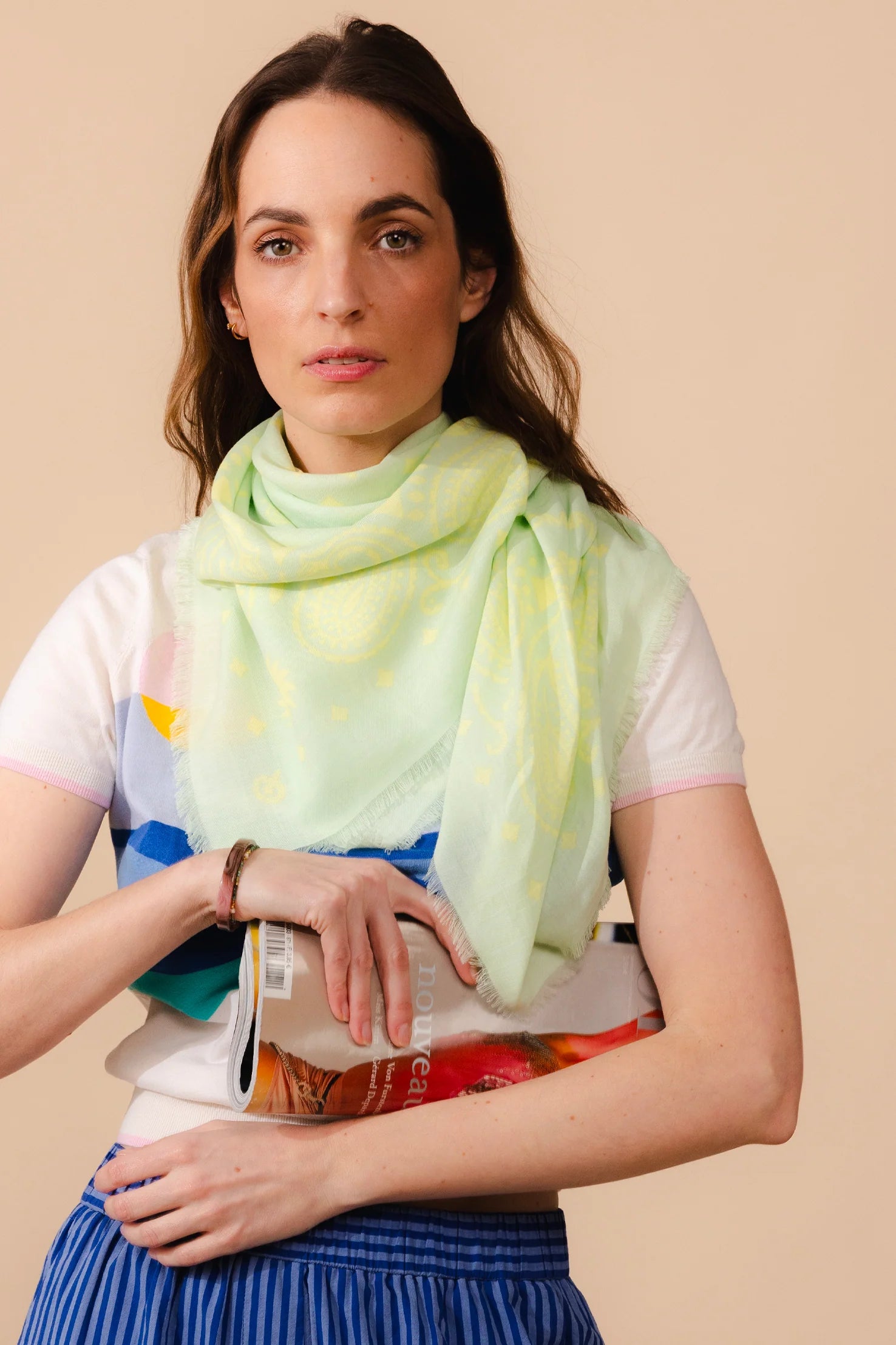 Foulard motif bandana coton  ambrosia jaune ANTAN