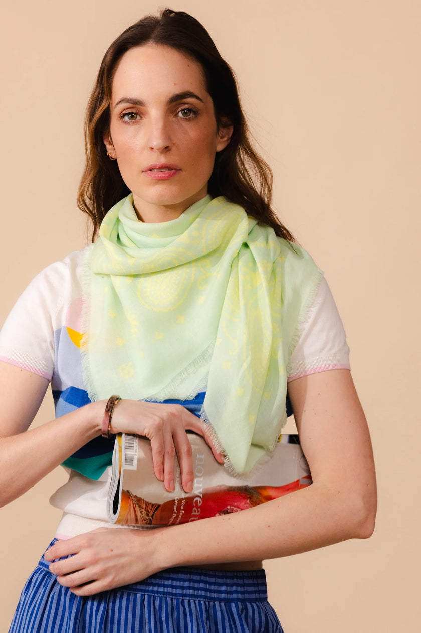 Foulard motif bandana coton  ambrosia jaune ANTAN