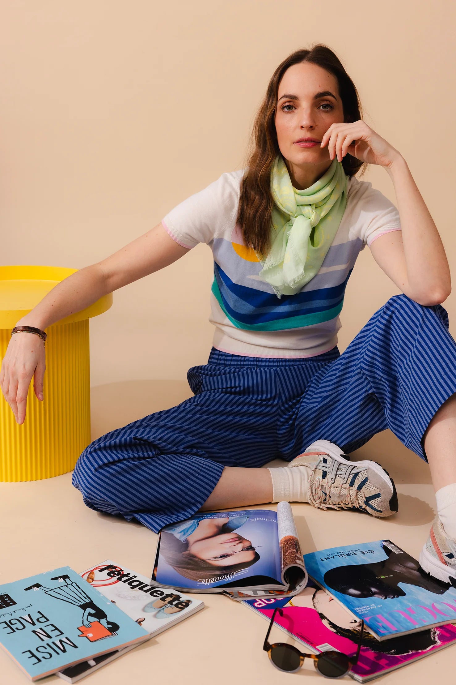 Foulard motif bandana coton  ambrosia jaune ANTAN