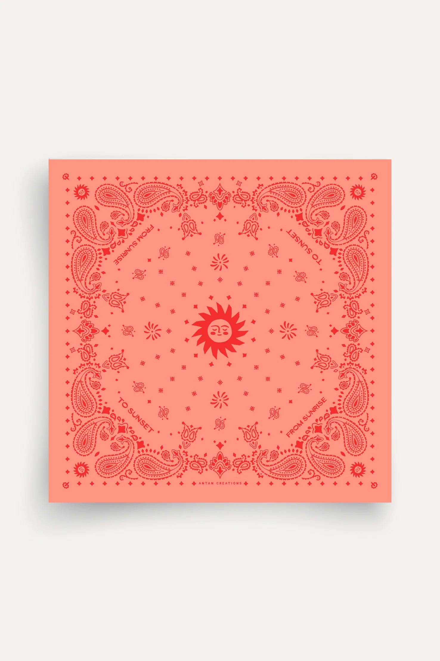 Foulard motif bandana coton 100x100 peach grenadine ANTAN