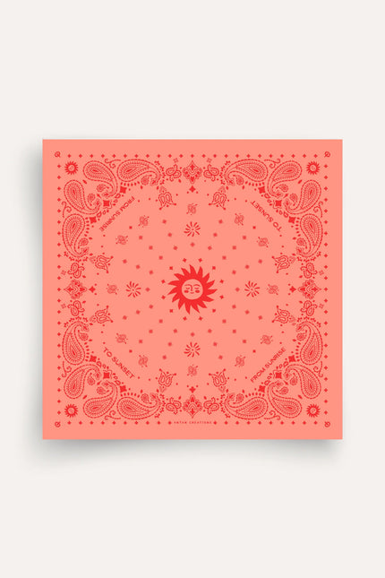 Foulard motif bandana coton 100x100 peach grenadine ANTAN