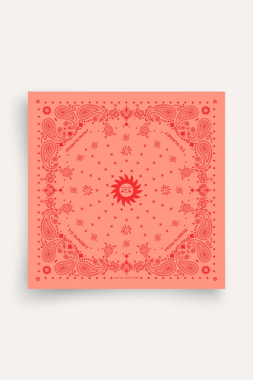Foulard motif bandana coton 100x100 peach grenadine ANTAN