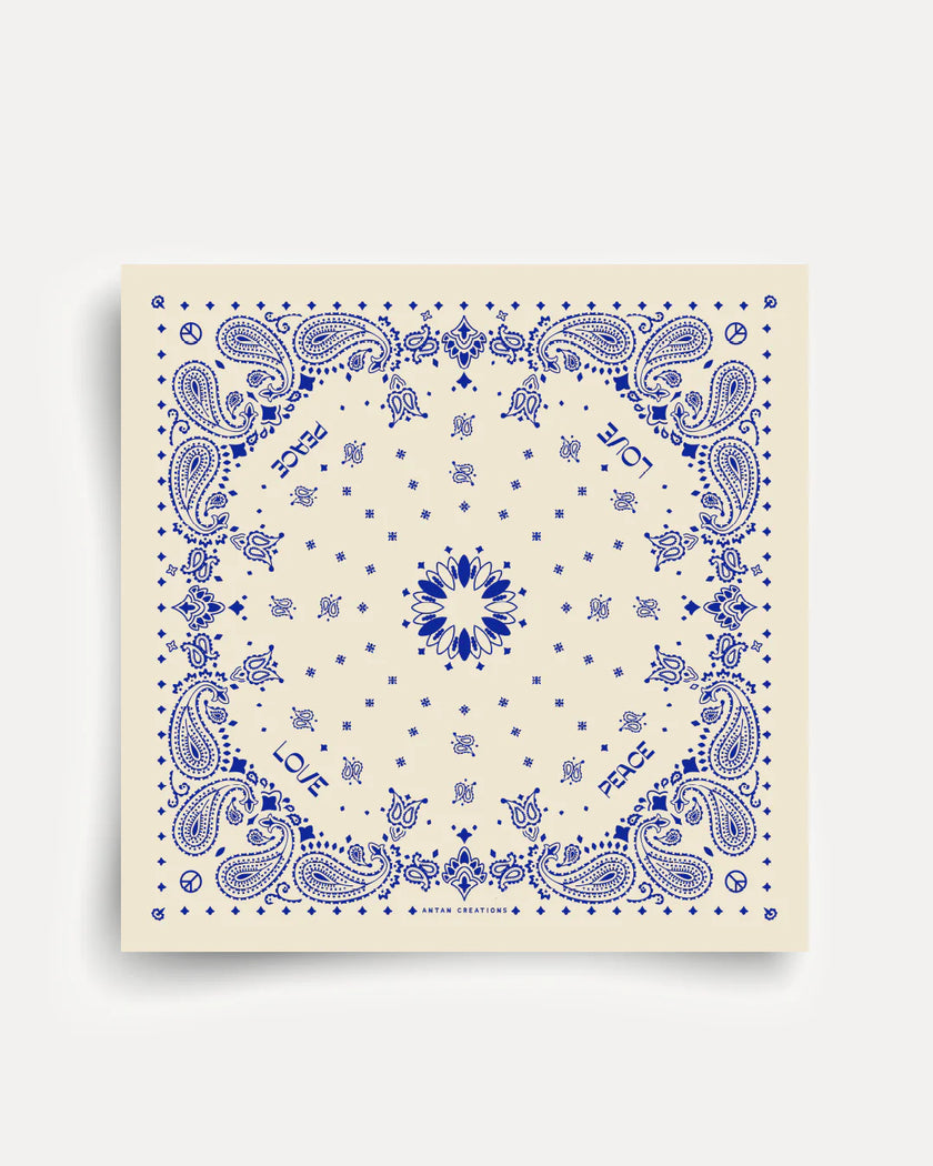 Bandana de soie bleu et blanc