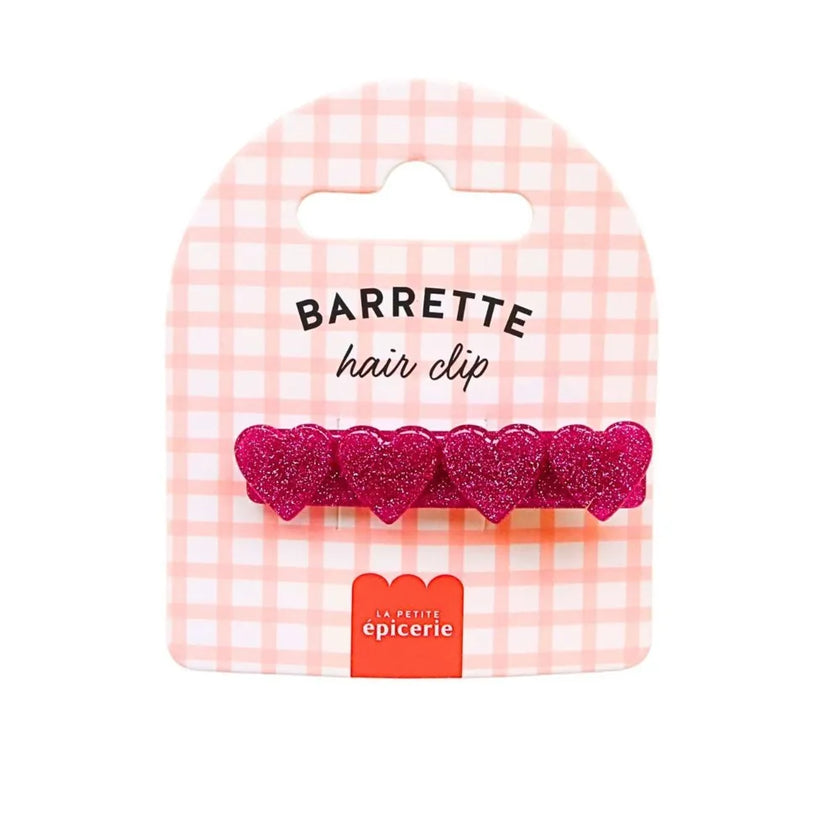 Barrette cœurs à clip fushia