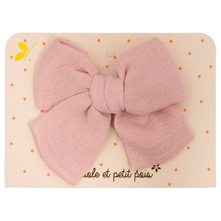 barrette grand noeud princesse gaze rose