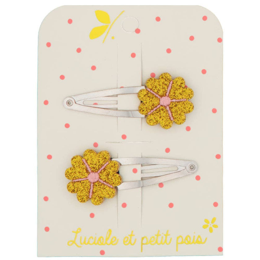 Barrettes bouton d'or