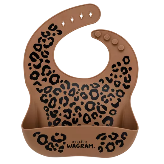 Bavoir silicone Léopard caramel Atelier Wagram