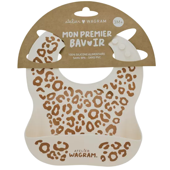 Bavoir silicone Léopard crème Atelier Wagram