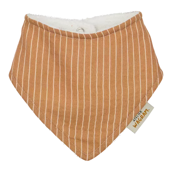 Bavoir bandana fines rayures camel
