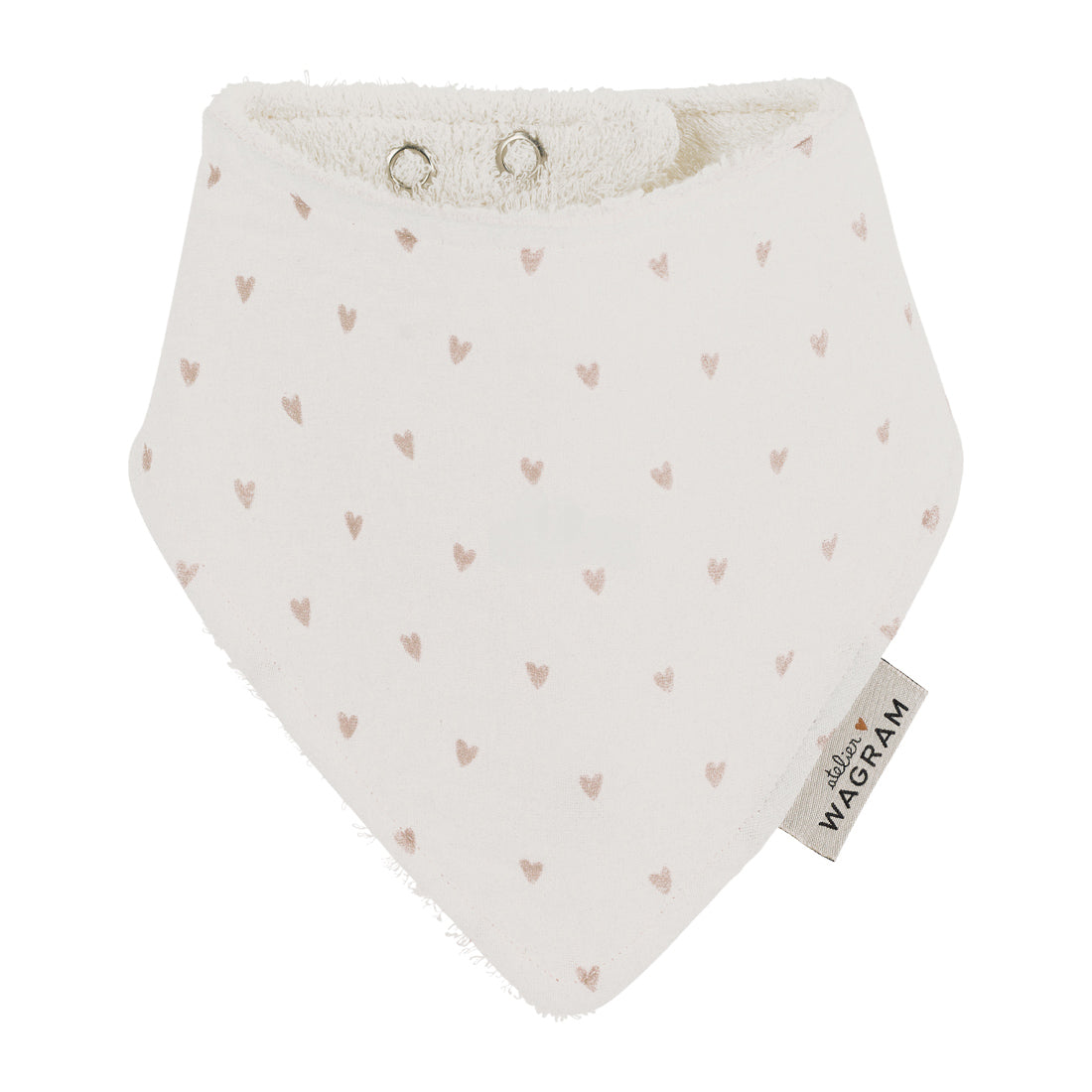 bavoir bandana gaze blanc avec petits coeurs