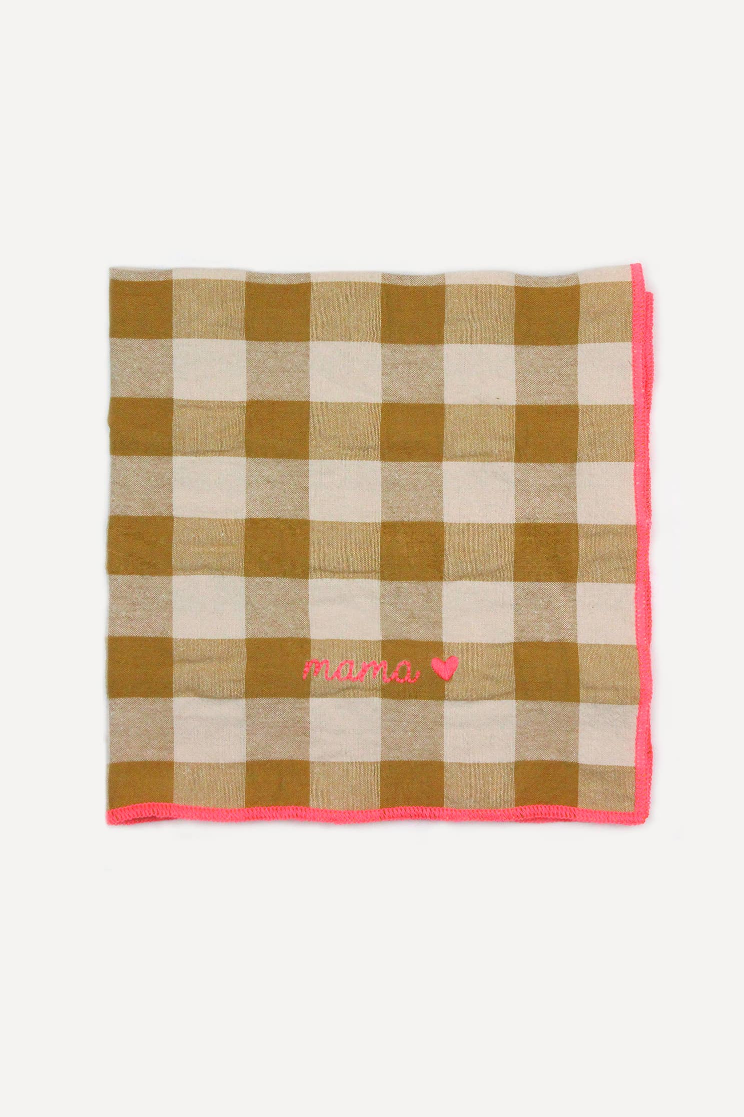 Serviettes de table à carreaux vichy et broderies