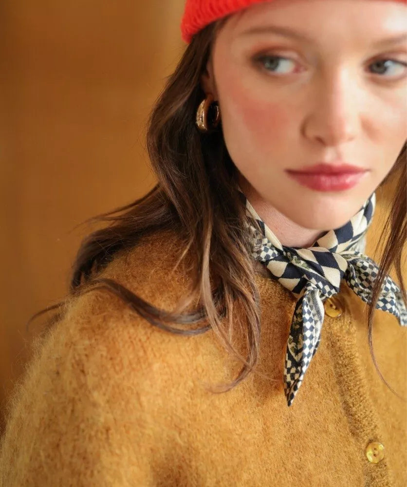 Petit foulard damier encre