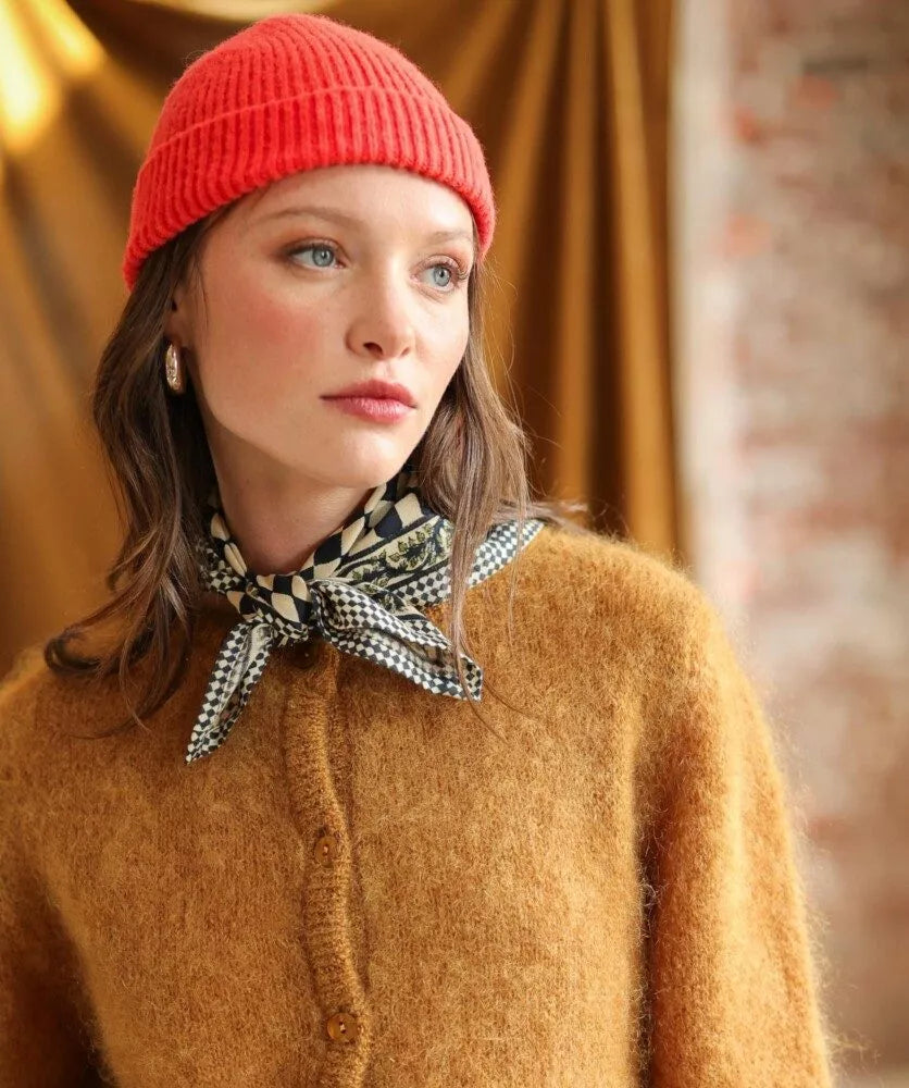 Petit foulard damier encre