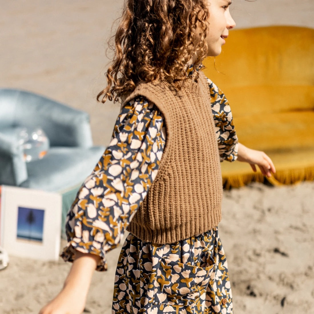 blouse fleurie bleu marine