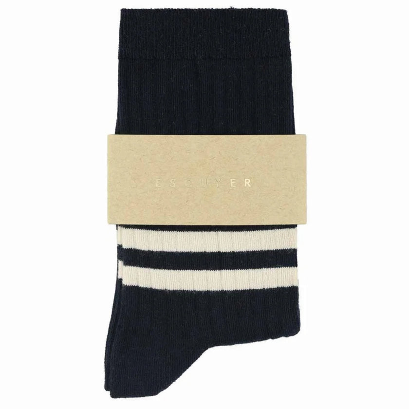 Chaussettes ESCUYER - stripes - BLUE / ECRU