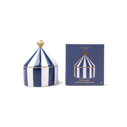 Boîte à bijoux bleu rayé 
