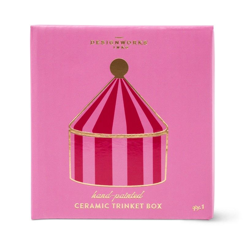 Boîte à bijoux rouge rayé rose