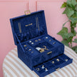 Grande boite à bijoux bleu velours maison scarlett 