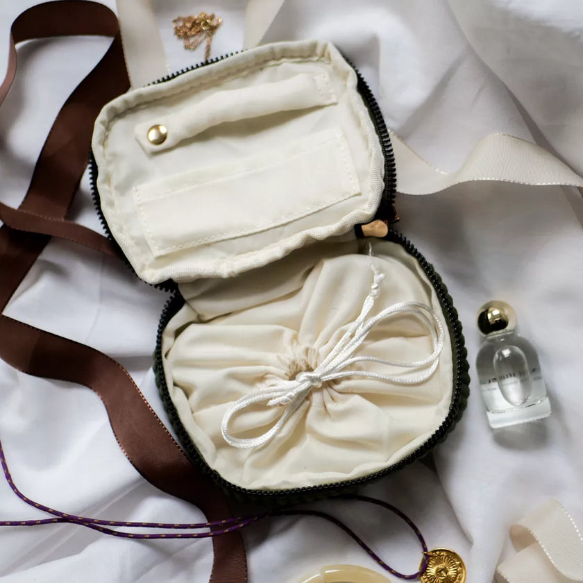 Boite à bijoux en velours côtelé