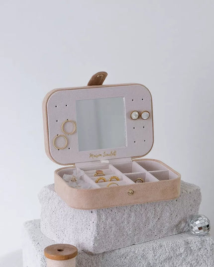 Boite à bijoux maison scarlett beige velours