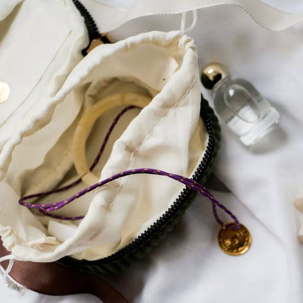 Boite à bijoux en velours côtelé marine